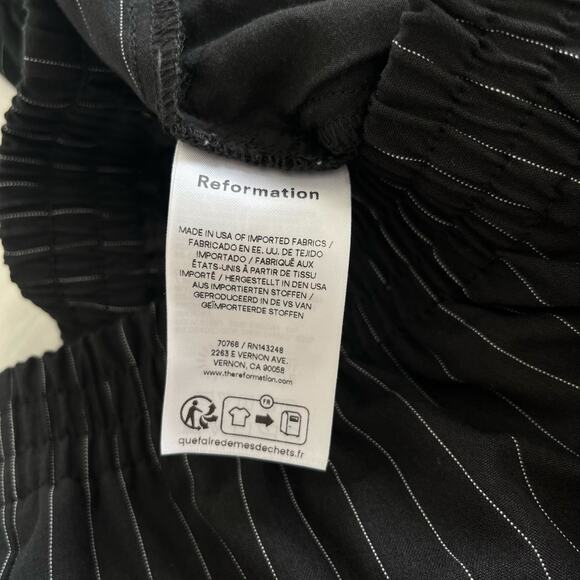 Reformation Black and White Pinstripe Tully Wide Leg Pull On Pant, Size XL - Picture 13 of 16